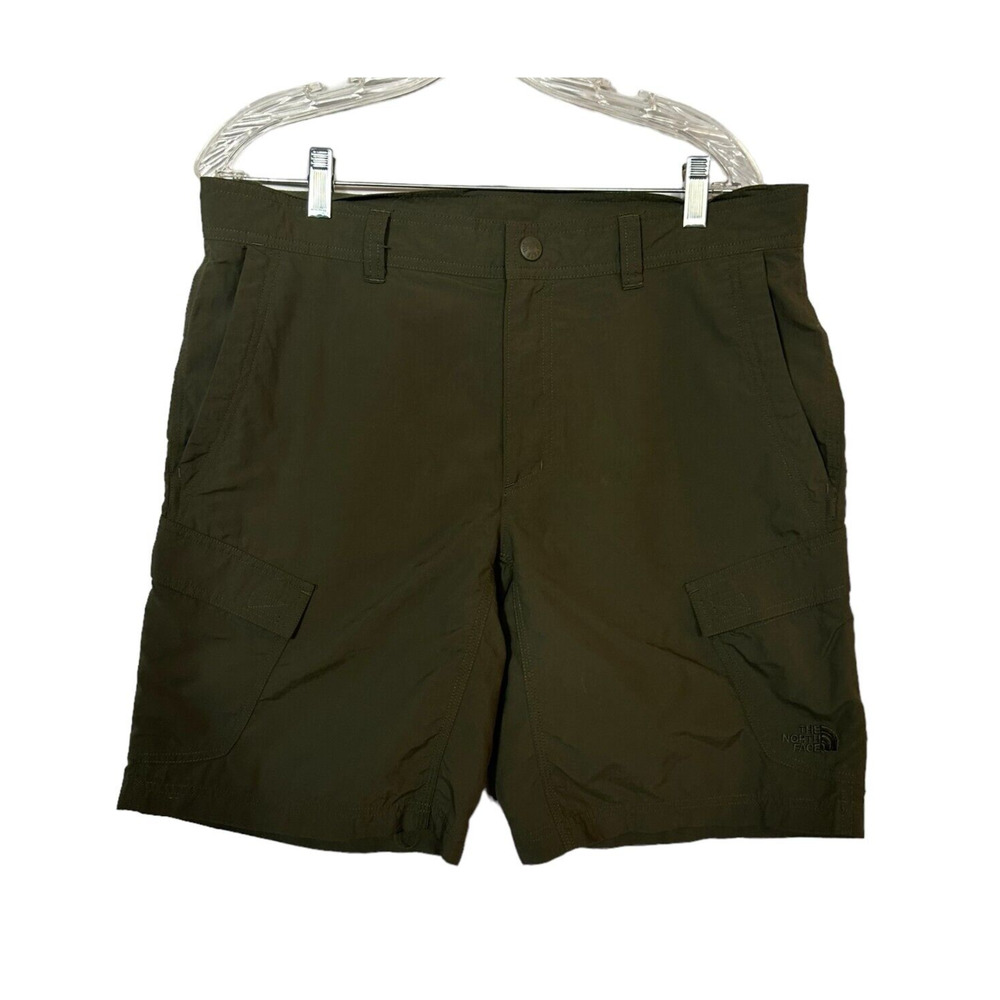 The North Face Mens Cargo Shorts 34 Green Nylon Fishing Camping Hiking Pockets
